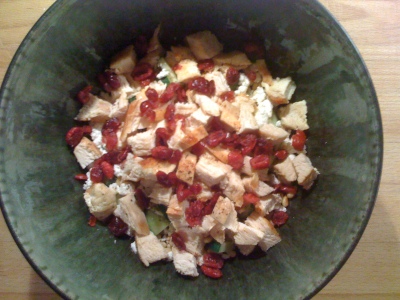 Cucumbers + Pine nuts + Goat Cheese + Chicken + Cranberries