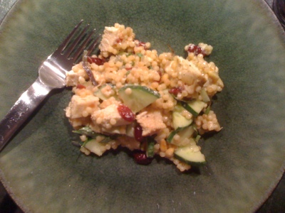 Final_Chicken and Cous Cous with Cucumbers, Pine nuts, Cranberries and Goat Cheese