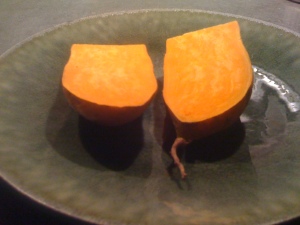 Sweet potato, split side view